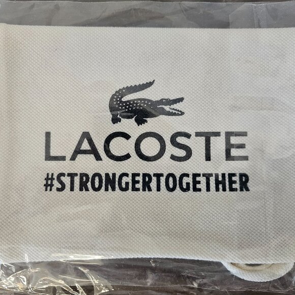 NWT LACOSTE Light Blue Pique Cotton Ear Loop Face Mask W/ Pouch Unisex One Size - Picture 4 of 9